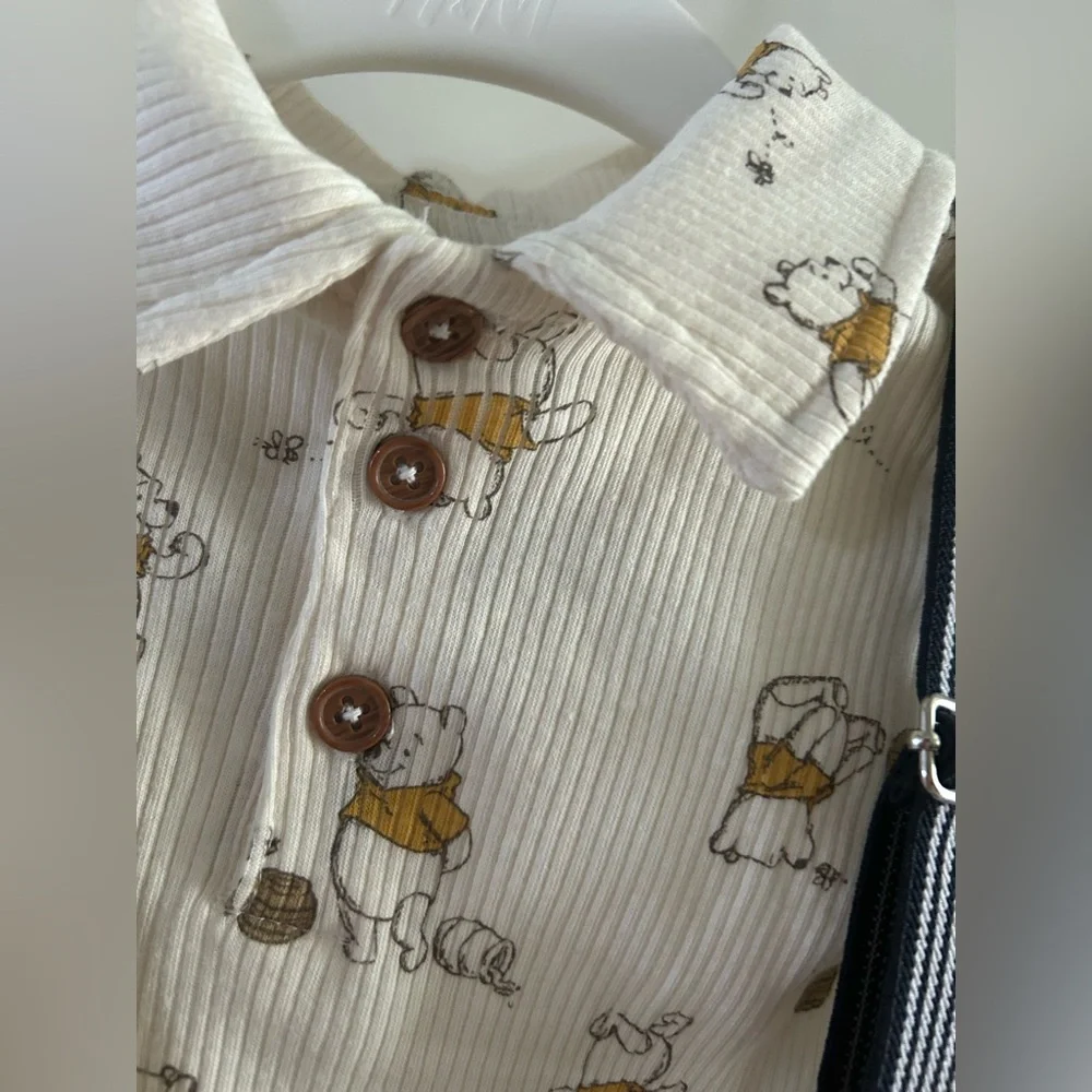 Disney Winnie Pooh 2pc Baby Boy Outfit (Bodysuit Pants with suspenders) 18month